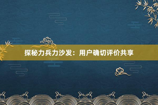 探秘力兵力沙发：用户确切评价共享